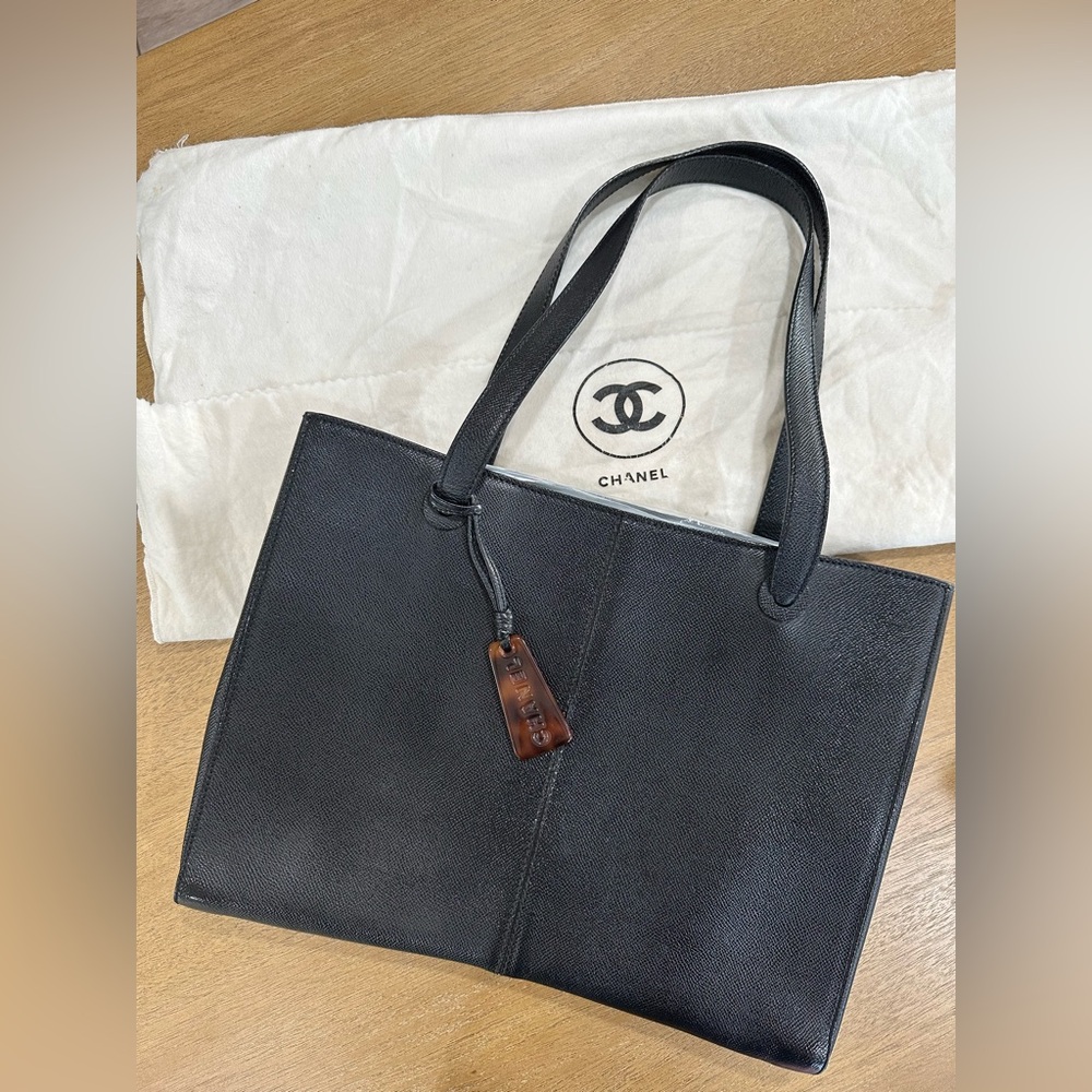 CHANEL Black Leather Caviar Tote